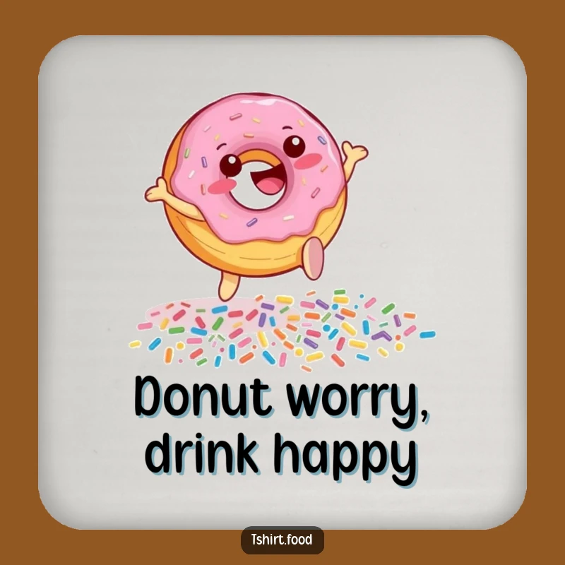 Funny Donut Sprinkle Leap Drink Coaster - Protect Surfaces with Sweet Art