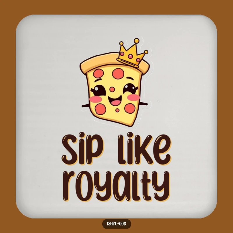 Funny Pizza Coaster: Crown Slice Art - Protect Surfaces Fun!