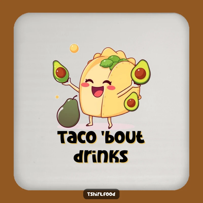 Funny Taco Juggling Avocados Coaster Set: Protect & Amuse