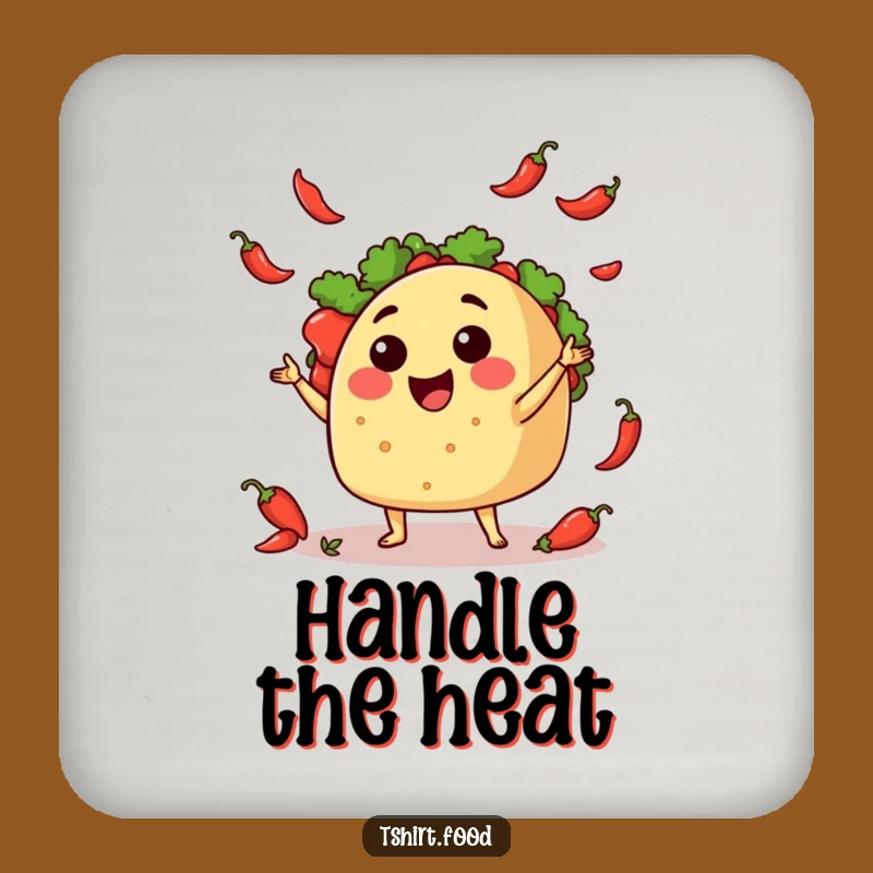 Funny Taco Juggling Peppers Coaster: Protect Surfaces with Foodie Fun