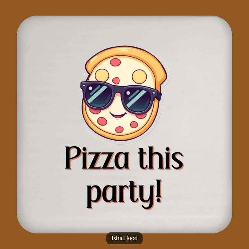 Funny Pizza Sunglasses Coaster: Happy Slice Protector, Cool Gift