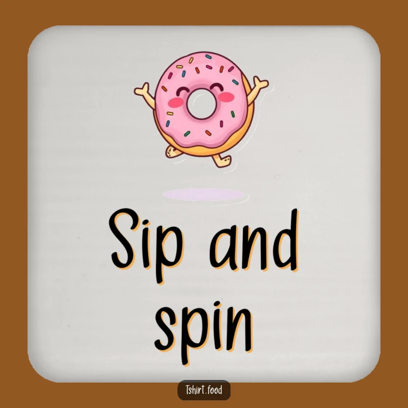 Funny Donut Coaster: Sprinkle Dance Art - Protect Surfaces Fun!