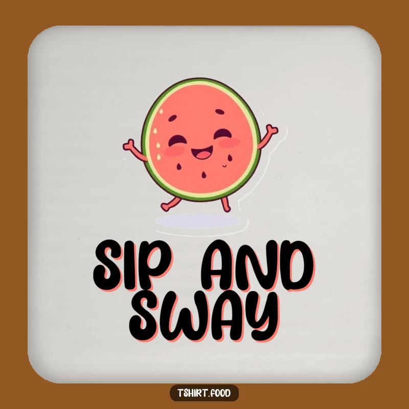Set of Funny Dancing Watermelon Coasters, Silly Grin Drink Humor Gift