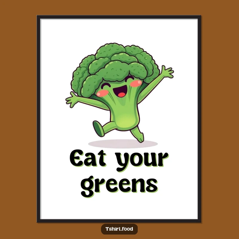 Funny Broccoli Cartwheel Poster: Veggie's Dynamic Art - Adorable Funny Gift for Walls