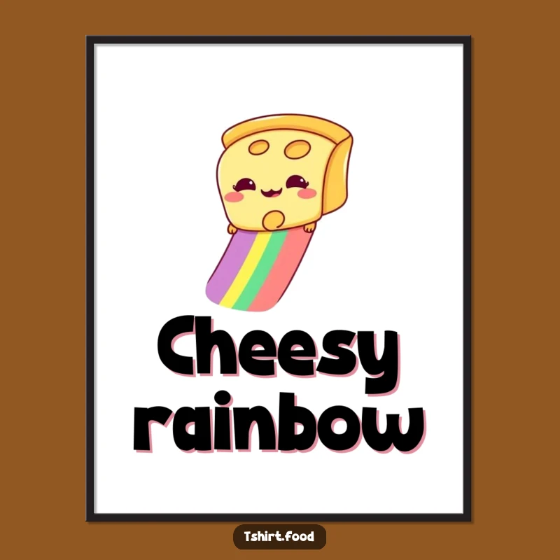 Funny Cheese Slice Poster: Giddy Rainbow Slider Art, Hilarious Wall Decor Gift!