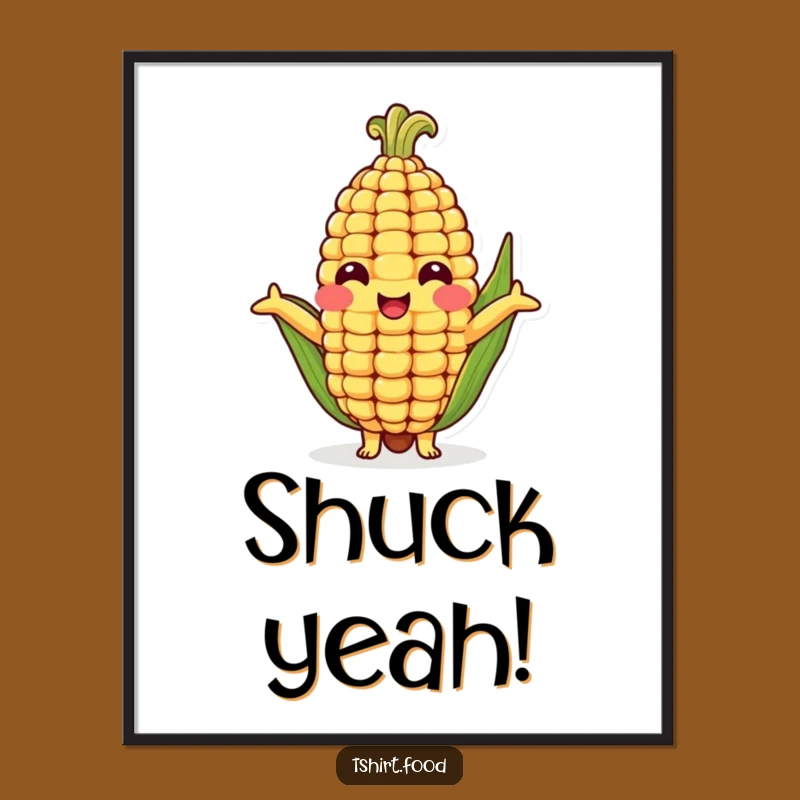 Funny Corn Cob Hug Poster - Adorable Veggie Character Art for a Cheerful Room