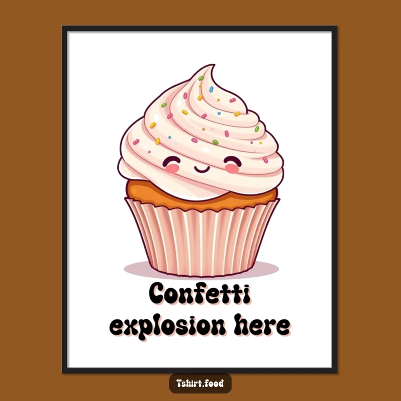 Funny Cupcake Confetti Poster: Cheerful Art, Perfect Gift for Festive Decor
