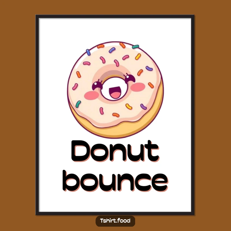 Funny Donut Bouncing Poster: Dynamic Sprinkle Character, Vibrant Humorous Wall Art