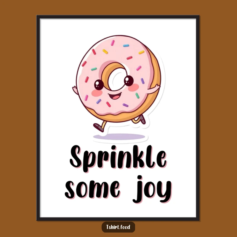 Funny Happy Donut Hop Poster - Sweet Sprinkled Wall Art Gift