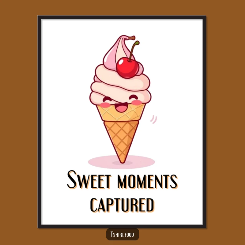 Funny Ice Cream Art Poster: Spinning Cone, Sweet Wall Decor, Perfect Funny Gift