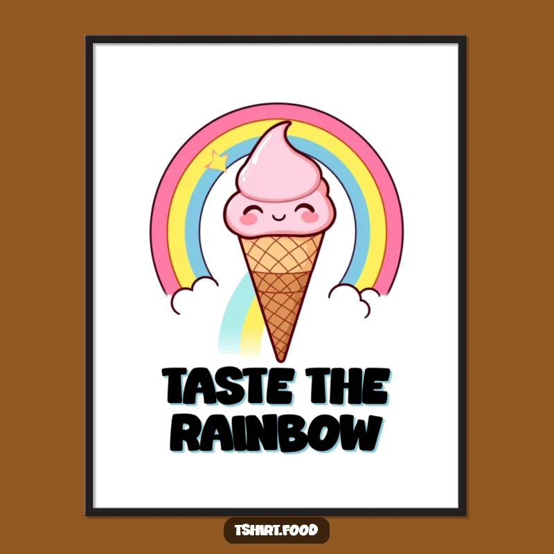 Funny Ice Cream Rainbow Poster: Winking Cone Art - Hilarious Sweet Decor!