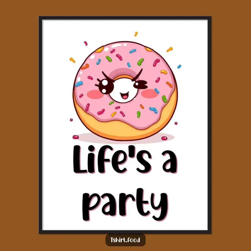 Funny Kawaii Donut Wink Poster: Sweet Wall Art with Personality