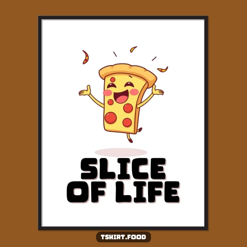 Funny Pizza Juggling Art Poster: Gleeful Slice, Vibrant Wall Decor, Perfect Funny Gift