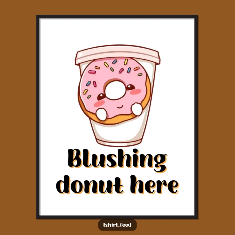 Funny Shy Donut Poster - Cute Wall Art, Hilarious Funny Gift
