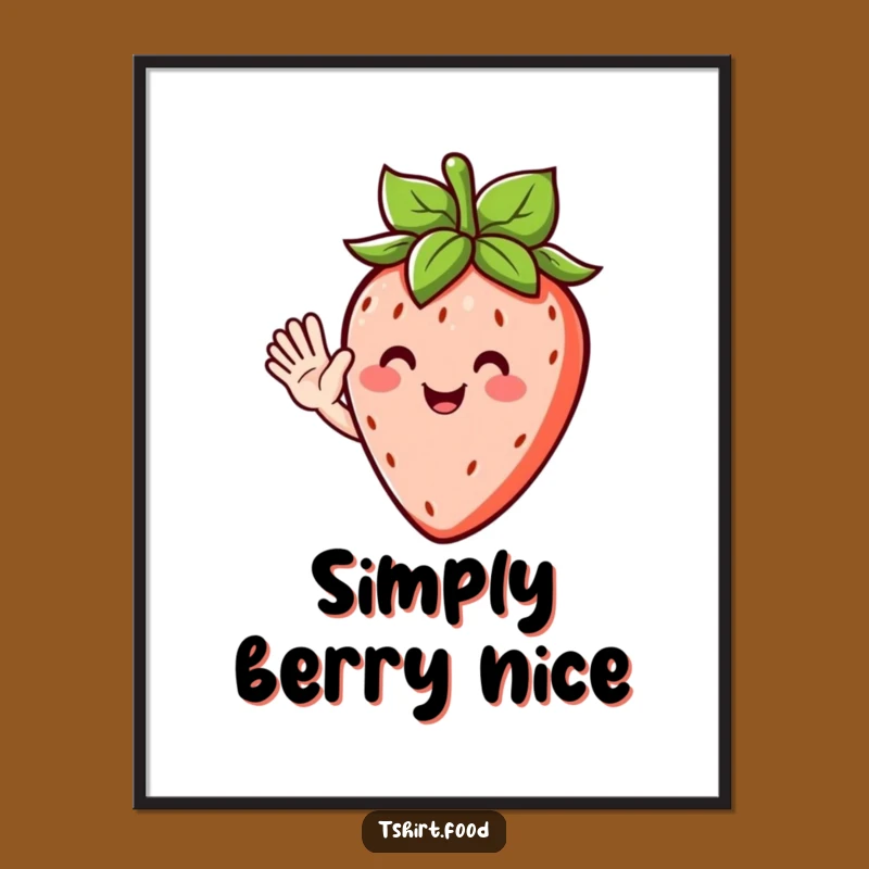 Funny Strawberry Wave Poster - Cheerful Fruit Character Art for a Happy Space