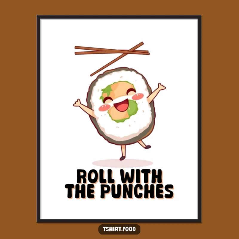 Funny Sushi Cartwheel Poster: Joyful Wall Art for Foodies