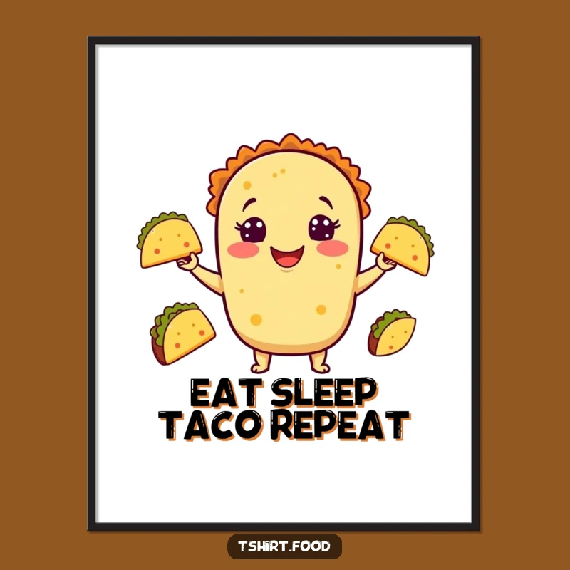 Funny Taco Juggling Poster - Vibrant and Hilarious Wall Art for Foodie Fun