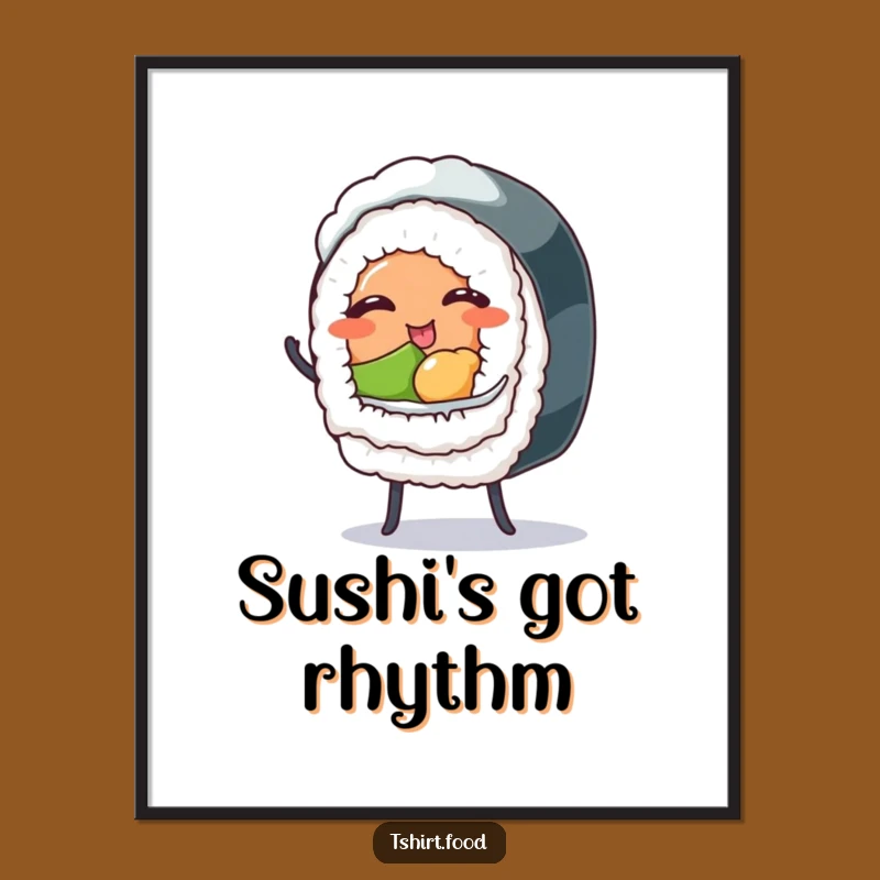 Funny Winking Sushi Roll Dancing Poster - Vibrant & Hilarious Wall Art Gift