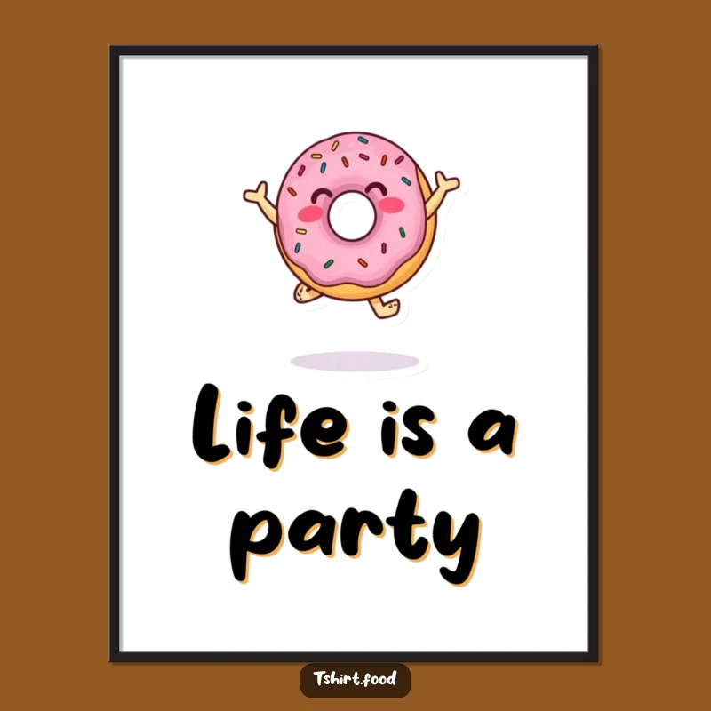 Funny Donut Poster: Sprinkle Dance Art Print - Joyful Wall Decor!