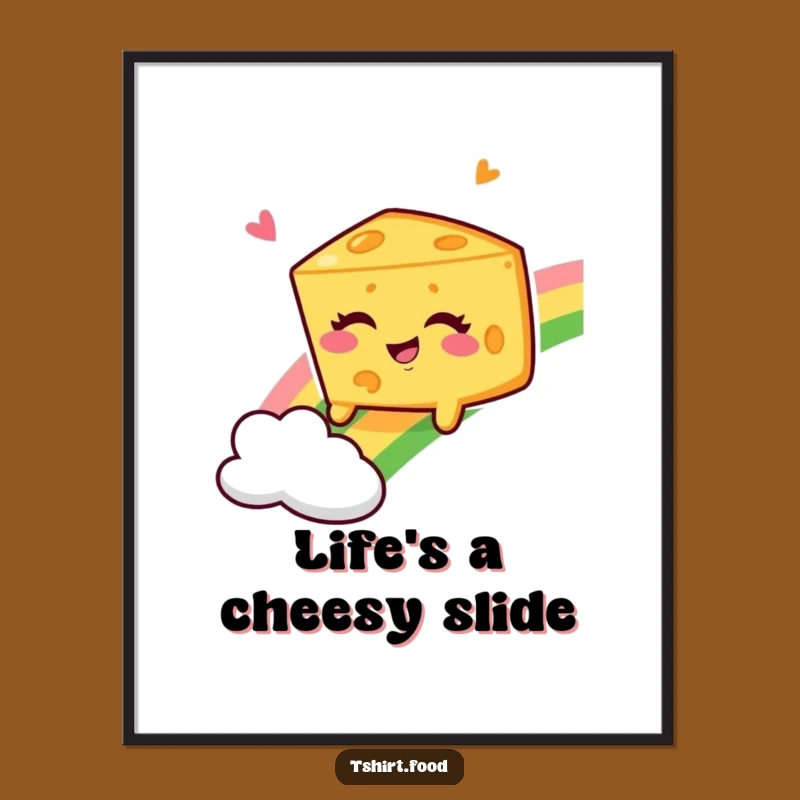 Funny Winking Cheese Wedge Rainbow Poster, Hilarious Wall Art for Cheerful Vibes