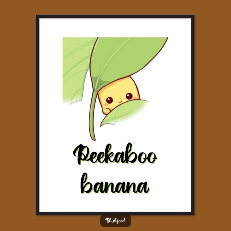 Funny Shy Banana Poster: Peeking Fruit Art, Gentle Decor