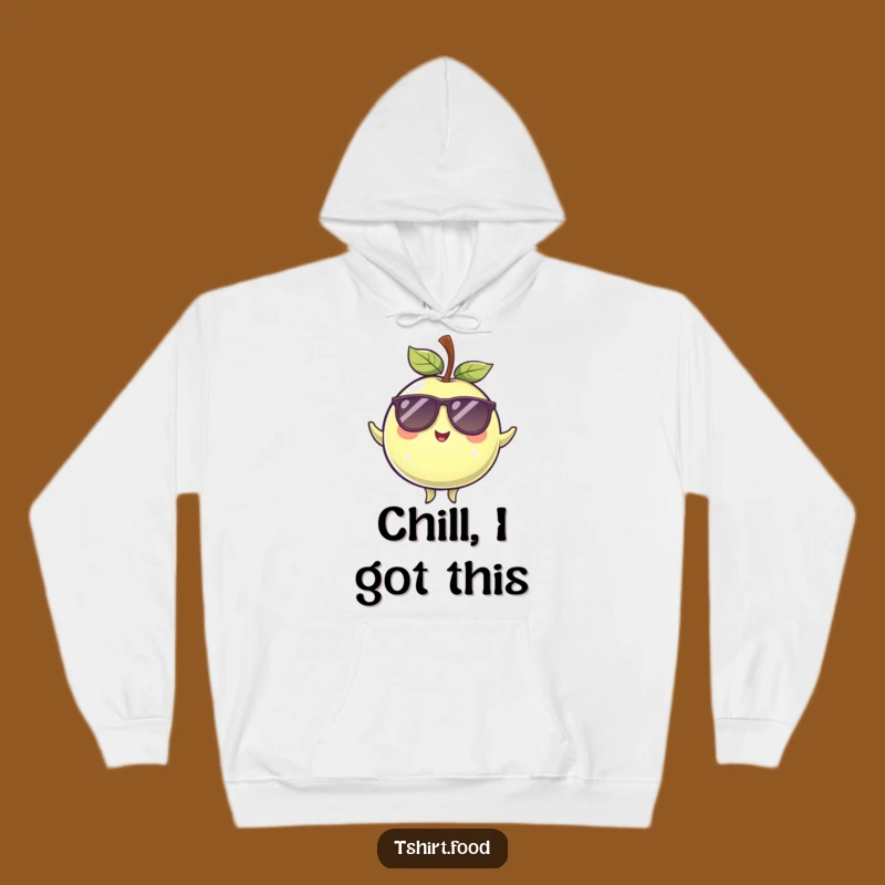 Funny Winking Plum Sunglasses Balancing Hoodie: Cozy Cool Fruit Apparel