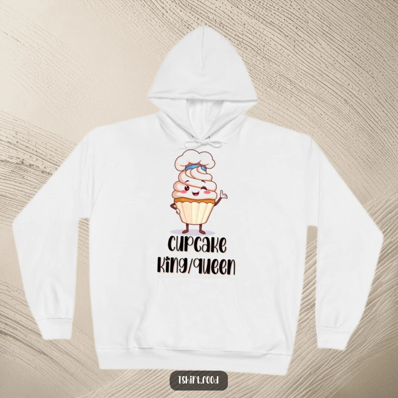 Funny Cupcake Chef Hoodie featuring a proud cupcake character in a chef hat, designed for cozy comfort and a humorous nod to baking.