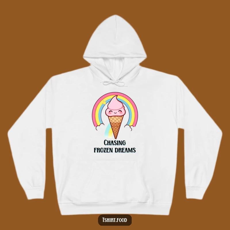 Funny Ice Cream Rainbow Hoodie: Cozy Winking Cone Comfort - Hilarious Sweet Gift!