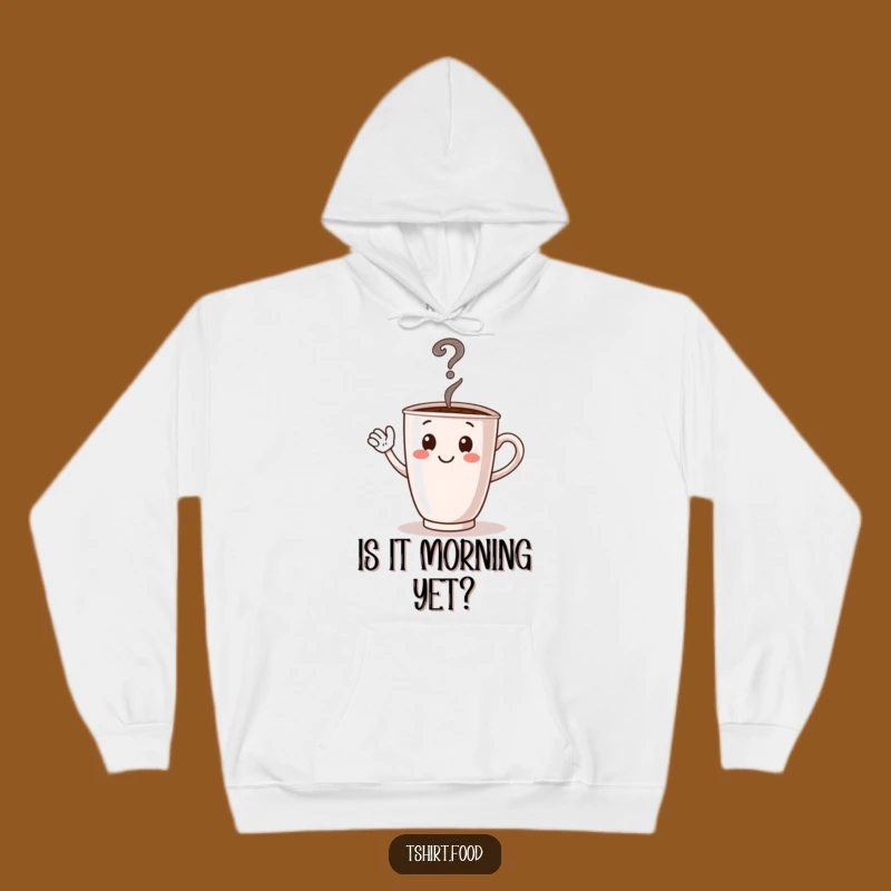 Funny Coffee Cup Hoodie, Cozy Question Mark Steam, Warm Gift