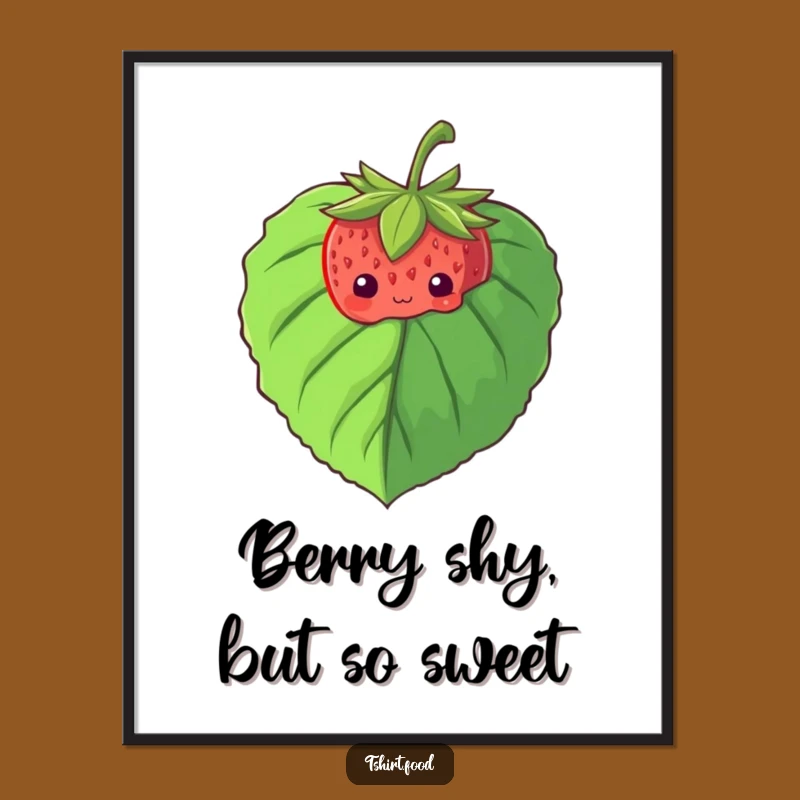 Funny Free Printable Wall Art: Shy Strawberry, Cute Peek, Whimsical Downloadable Decor