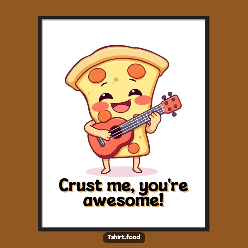 Free Printable Wall Art: Hilarious Laughing Pizza Ukulele Design for a Funky Home Decor Piece