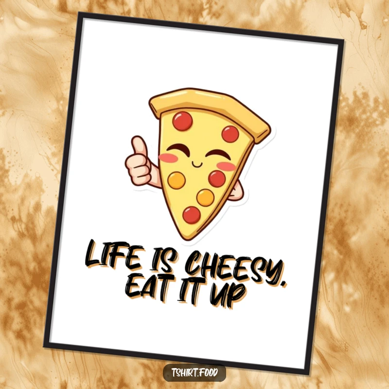 Funny Free Printable Wall Art: A winking slice of pizza gives a cool thumbs up, bringing a playful vibe.