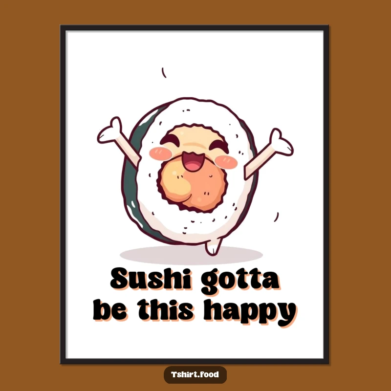 Free Printable Wall Art: Sushi's Cartwheel Action, Whimsical Downloadable Decor for Kitchens and Fun Spaces