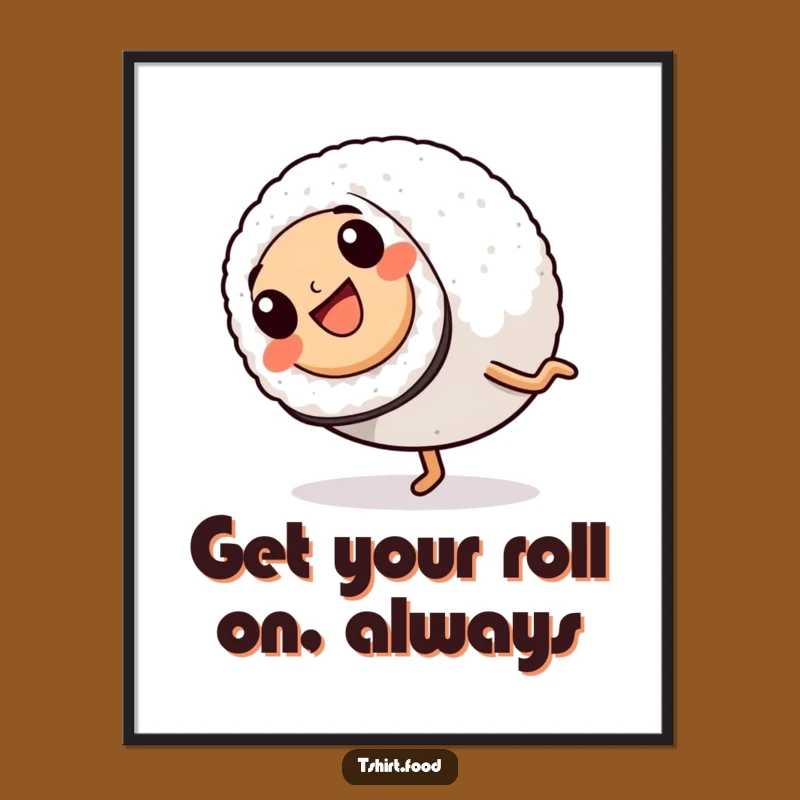 Funny Free Printable Wall Art: Cartwheeling Sushi Roll - Quirky Foodie Decor - Downloadable!