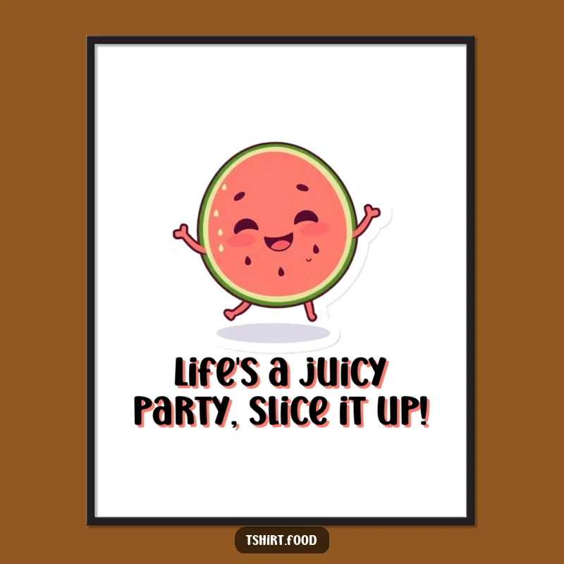 Free Printable Funny Watermelon Wall Art - Silly Grin Dancing Fruit Downloadable Decor