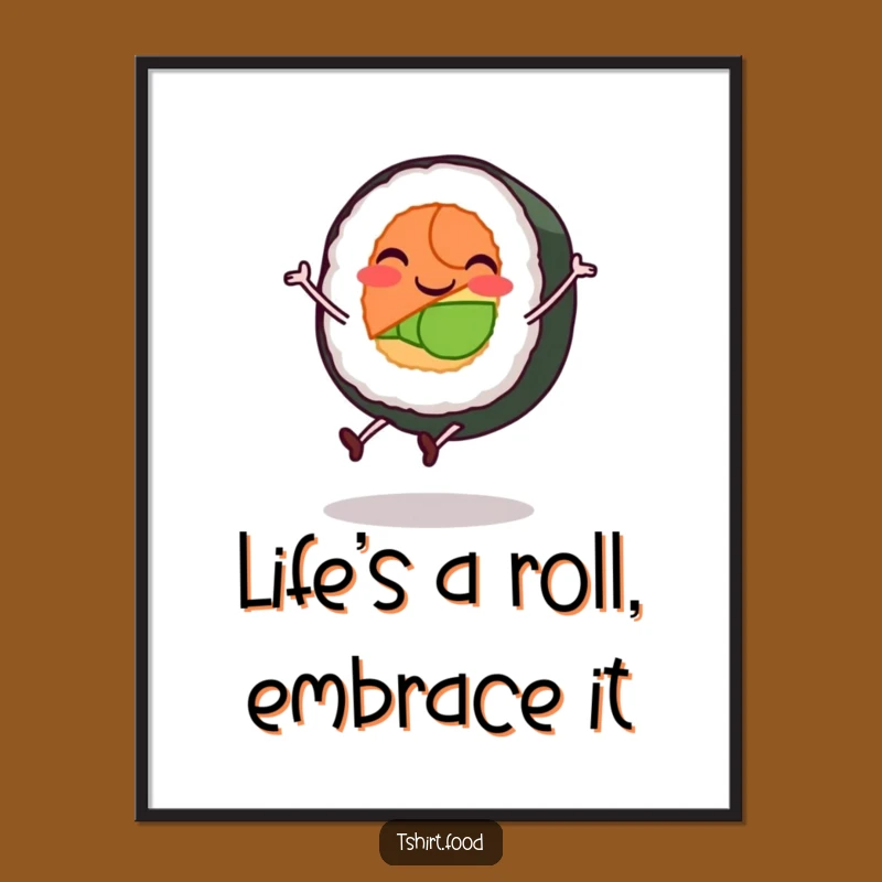 Funny Free Printable Wall Art: Sushi Roll Doing a Cartwheel