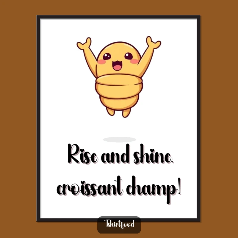 Funny Free Printable Wall Art: Surprised Croissant Leaping Downloadable Decor