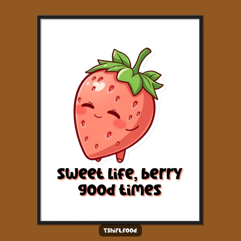 Funny Free Printable Wall Art: Winking Strawberry - Charming &amp; Quirky Decor - Downloadable!