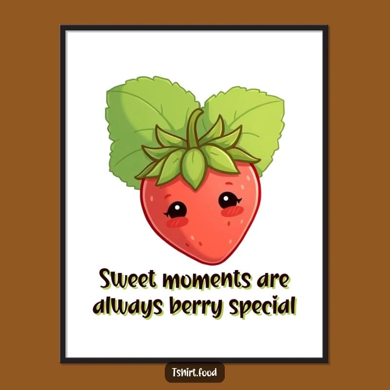 Free Printable Cute Strawberry Wall Art - Shy Fruit Peekaboo Downloadable Decor