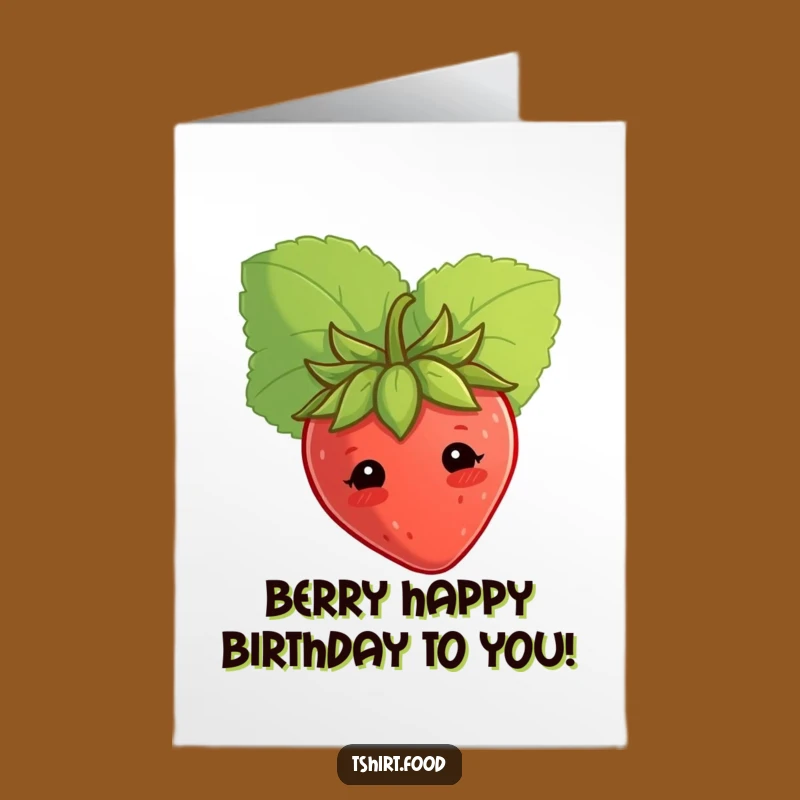 Free Printable Cute Strawberry Birthday Card - Shy Fruit Peekaboo Downloadable Greeting