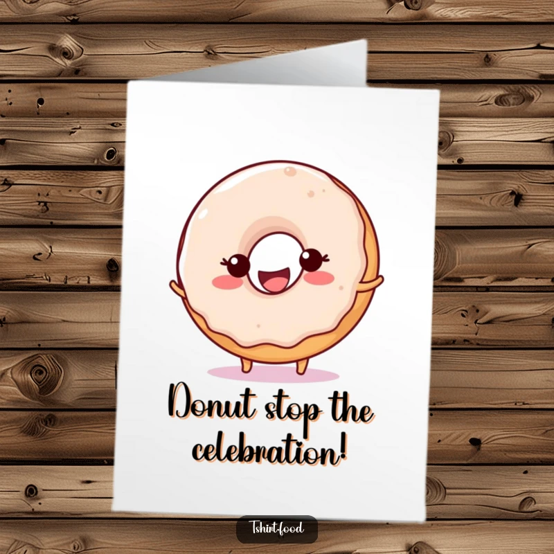 Free Printable Birthday Card: Happy donut character with a big smile joyfully bouncing a small ball, celebrating the day.