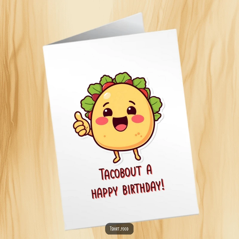 Funny Free Printable Birthday Card: A cheering taco with little arms gives a big thumbs up.
