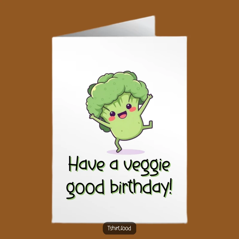 Free Printable Funny Birthday Card: Broccoli Cartwheel, Veggie Fun, Downloadable Gift