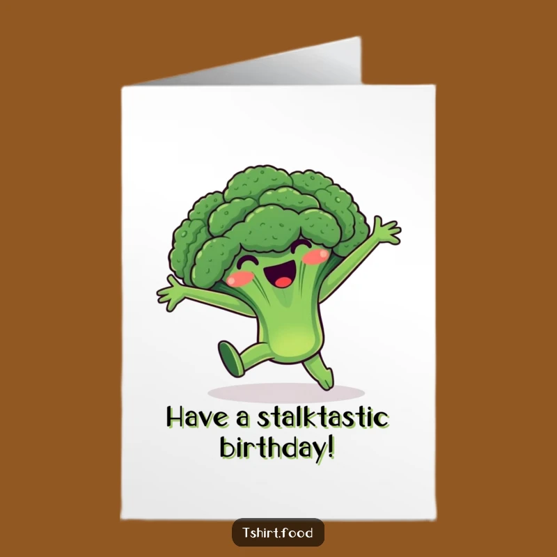 Free Printable Birthday Card: Happy Broccoli Cartwheel - Funny Downloadable Gift!