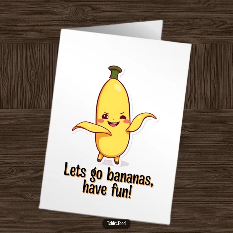 Funny Free Printable Birthday Card featuring a playful banana peeling itself with a mischievous grin.