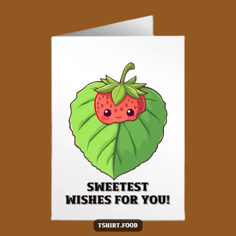 Free Printable Birthday Card: Shy Strawberry, Cute Peek, Funny Downloadable Gift