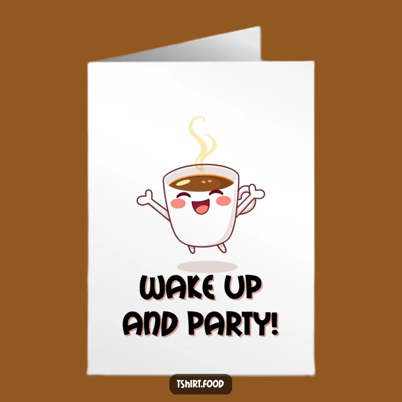 Free Printable Birthday Card: Winking Coffee's Joyful Leap, Energetic Downloadable for a Perk-Up Celebration