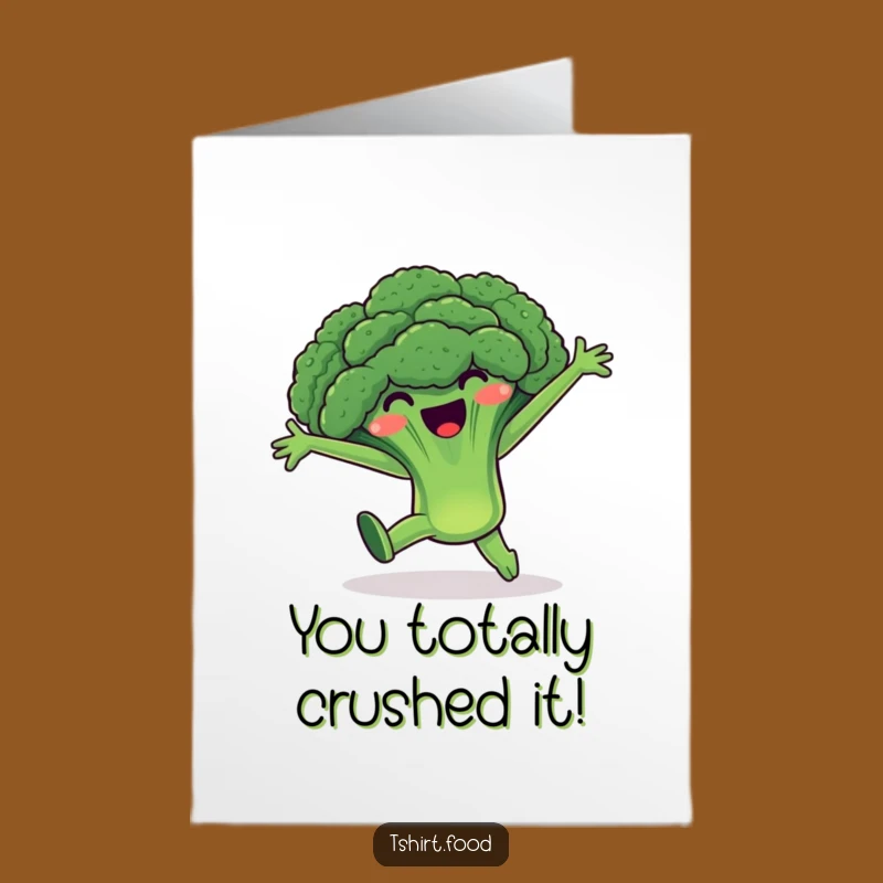 Free Printable Congrats Card: Broccoli Cartwheel Celebration - Funny Downloadable Gift!