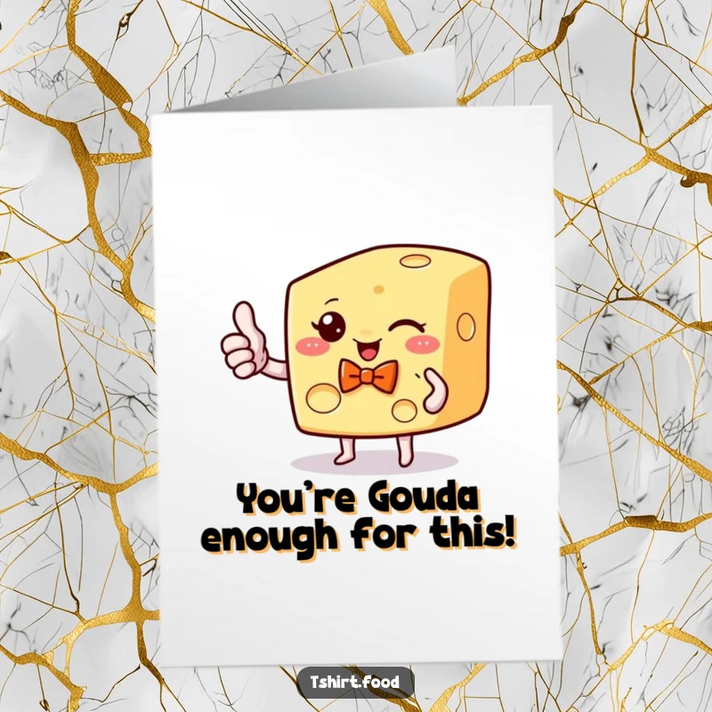 Free Printable Congratulations Card: A winking cheese character with a bow tie gives a thumbs up, celebrating achievement.
