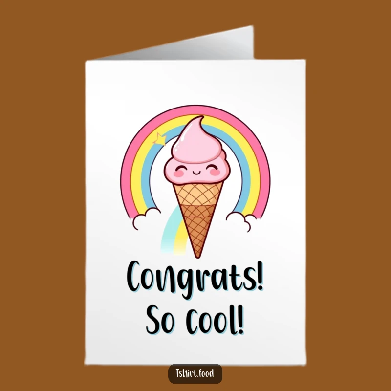 Free Printable Ice Cream Congrats Card: Funny Winking Rainbow Downloadable
